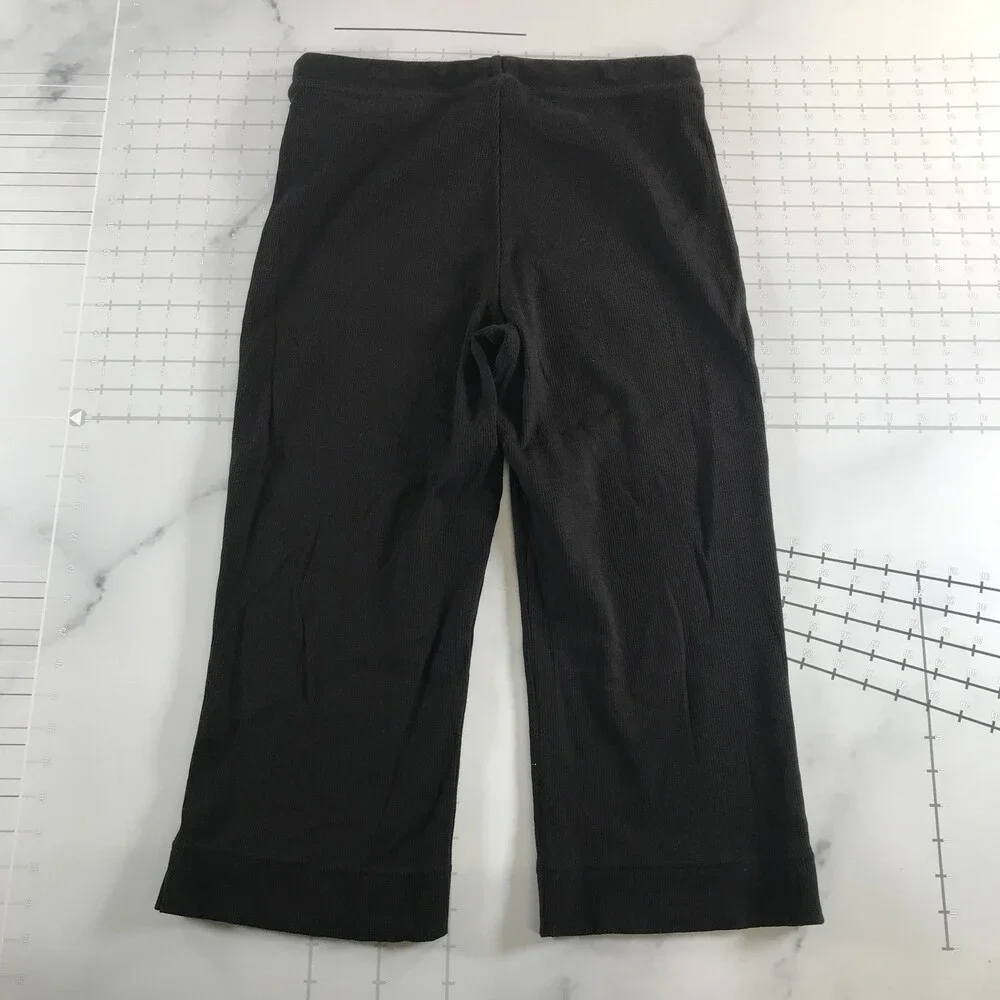 Vintage Champion Sweatpants Womens M Black Rib Knit Cropped Lounge Elastic Waist - Picture 5 of 12